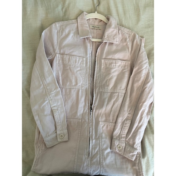 Madewell Pink Utility Boiler Suit Jumpsuit Long Sleeve Zip Front Pockets Size S - Picture 13 of 15